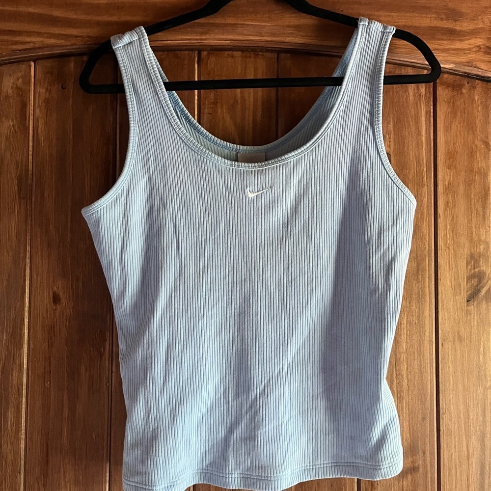 Nike tennis tank top ribbed light pastel blue size L